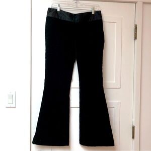 Jennifer Lopez JLo black cotton velvet stretch pant satin waist details 7